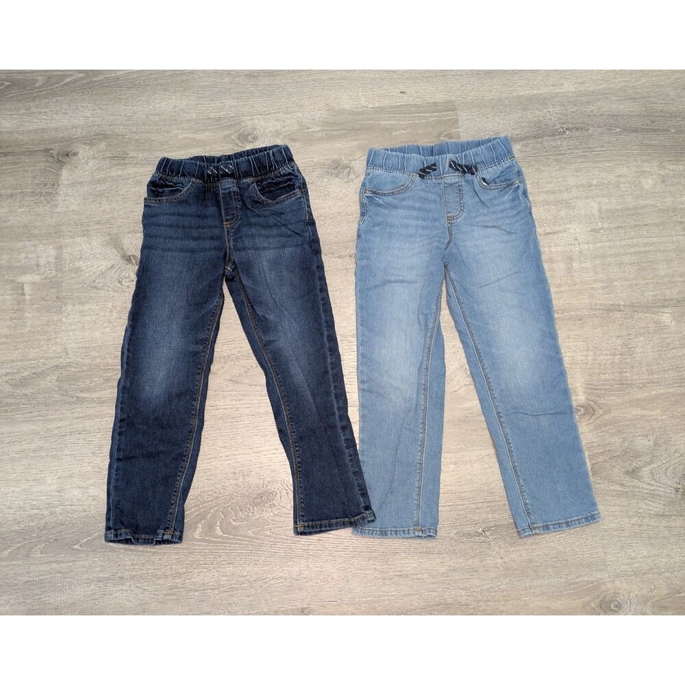 Jumping Beans 6 Boys Jeans Drawstring Pull On Stretch Straight Leg Lot of 2